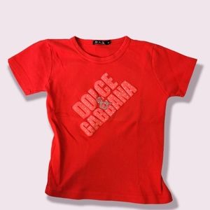 Girls large dolce & Gabanna red embellished tee